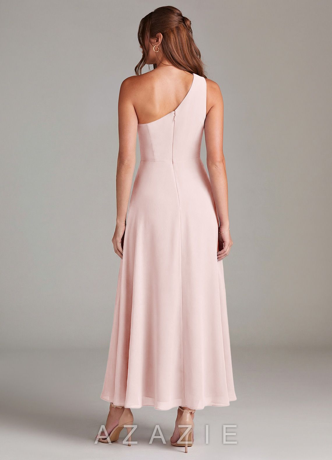 Azazie Brooke Blushing Pink A-Line One Shoulder Chiffon Dress blushing_pink