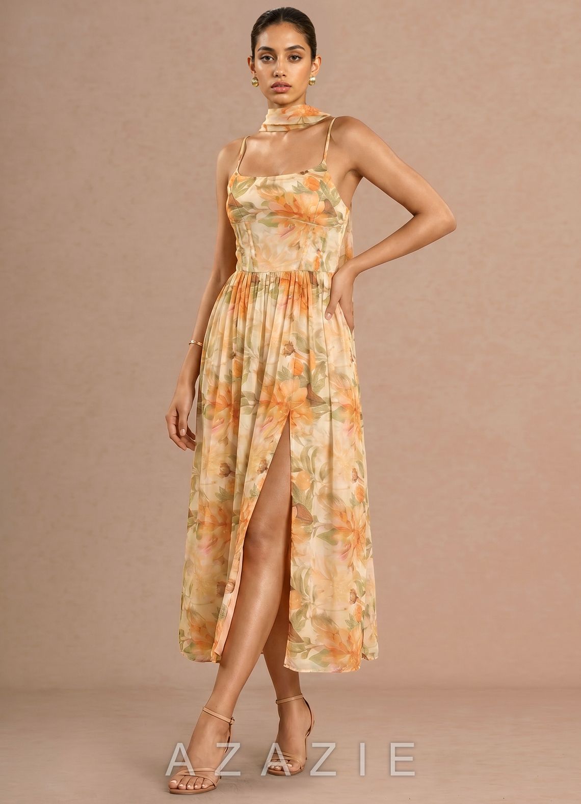Caralynne {color} Midi Dress  sp_peach_bloom_#pb134369