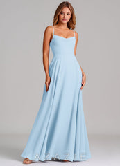 Azazie Elle Sky Blue A-Line Pleated Chiffon Dress sky_blue