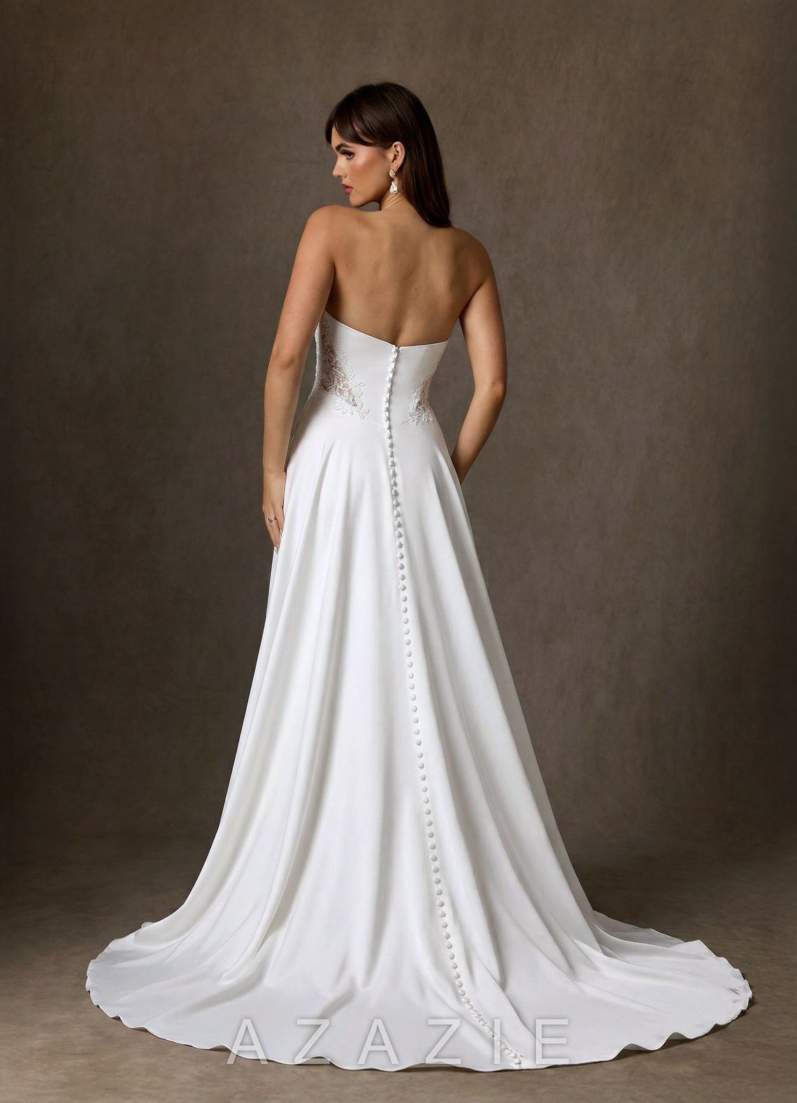 Azazie Ganelle Diamond White A-Line Sweetheart Neckline Crepe Back Satin Dress diamond_white