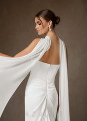 Azazie Begonia Diamond White Sheath Strapless Stretch Satin Dress diamond_white