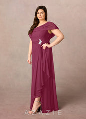 Azazie Mary Mulberry A-Line Side Slit Chiffon Dress mulberry