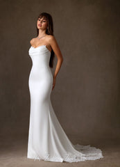 Azazie Selena Diamond White Mermaid Strapless Crepe Back Satin Dress