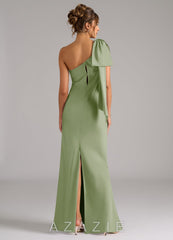 Azazie Capri Dusty Sage Mermaid One Shoulder Stretch Satin Dress dusty_sage