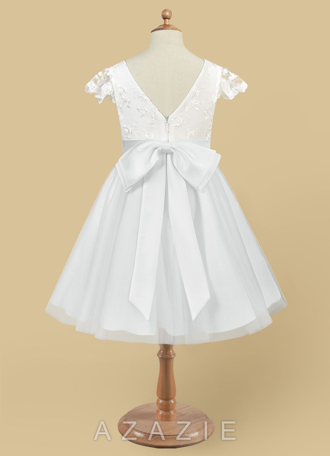Azazie Vetty Diamond White A-Line Lace Tulle Dress diamond_white