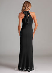 Azazie Doretta Black Mermaid Pleated Chiffon Dress black
