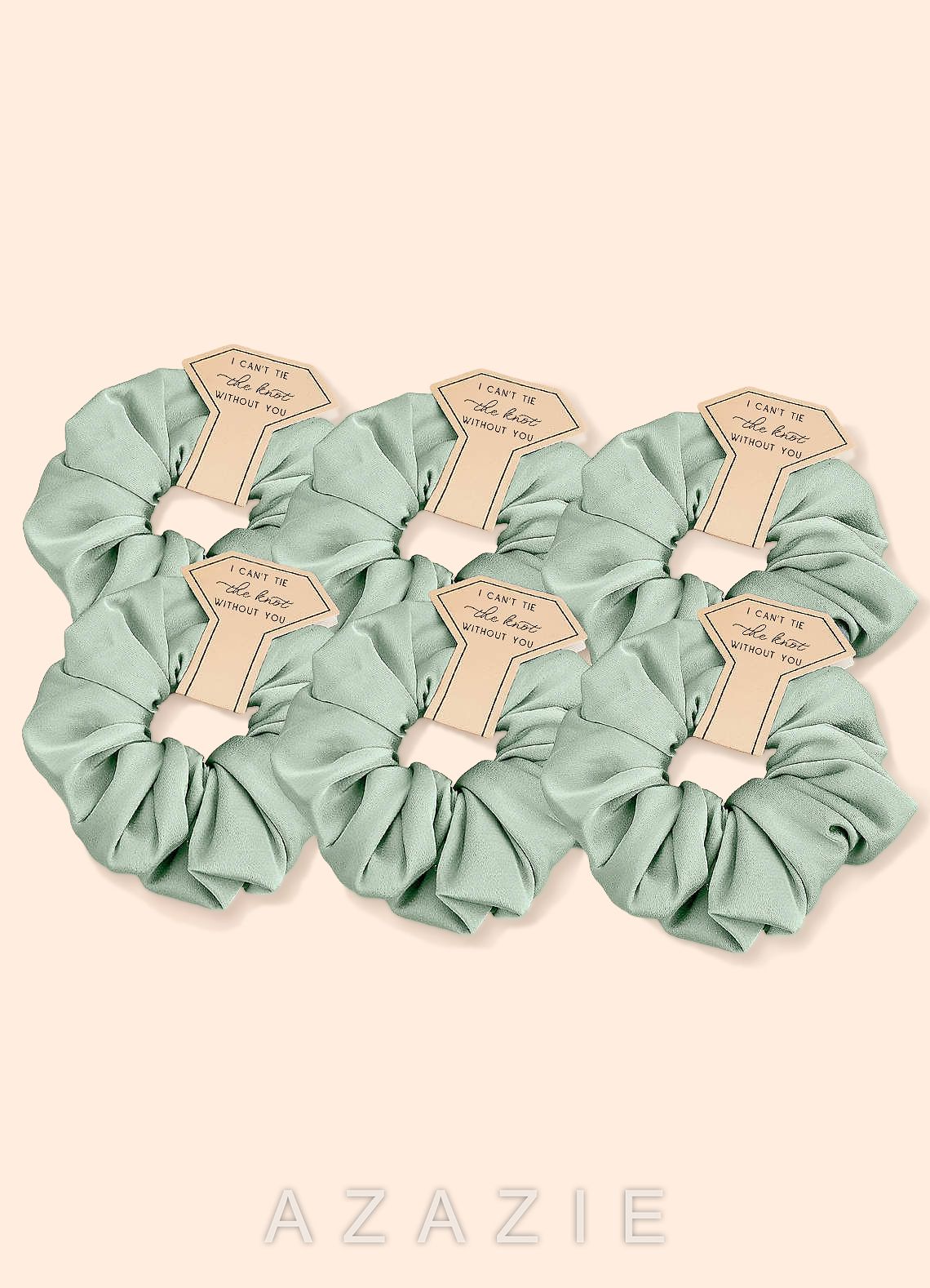 Matching Color Six-Piece Bridesmaid Stretch Satin Over Size Scrunchie Set