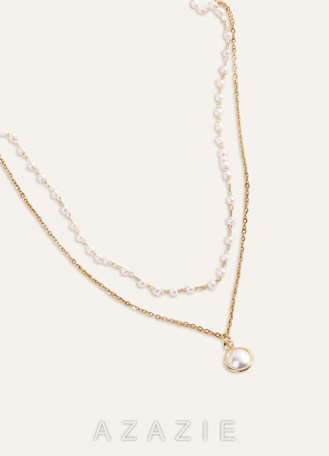 Charming And Chic Gold Double Pearl Necklace  gold