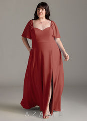 Azazie Chloe Terracotta A-Line Sweetheart Neckline Chiffon Dress terracotta
