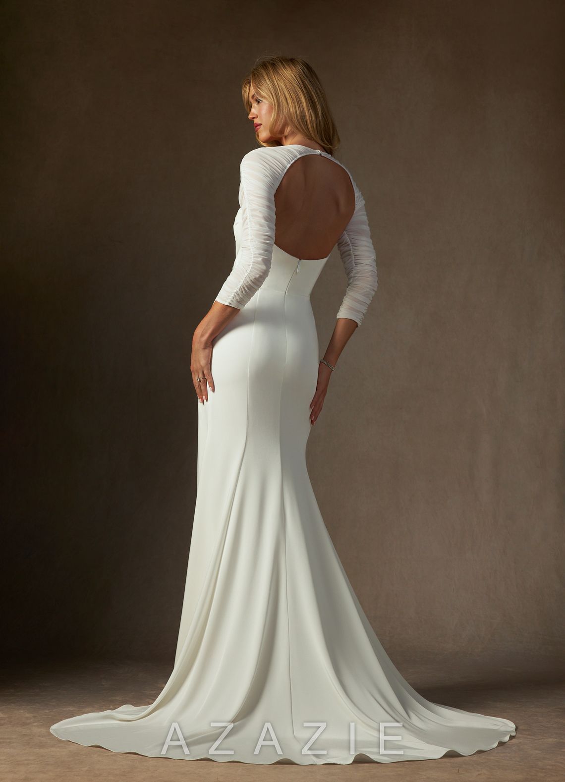 Azazie Marsella Wedding Dress Diamond White Mermaid Strapless Crepe Back Satin D