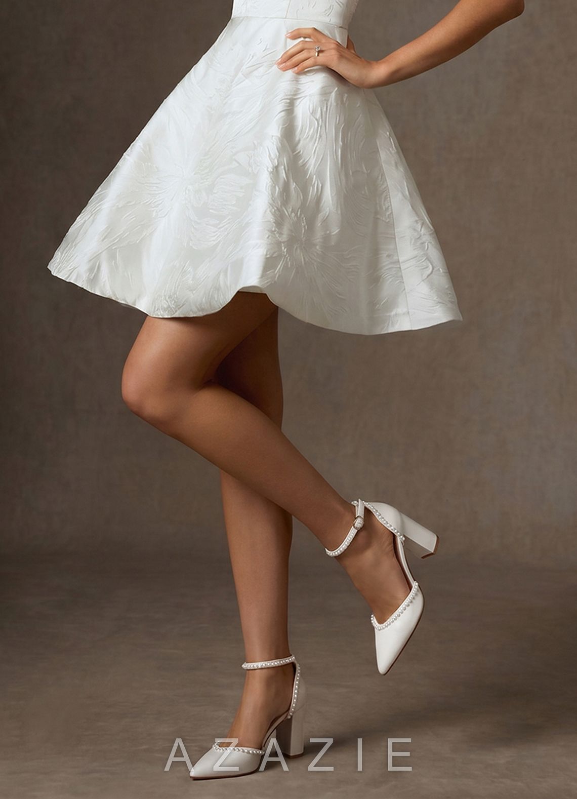 Pearl Embellished Chunky Block Heel Pumps Closed Toe Wedding Shoes  diamond_white