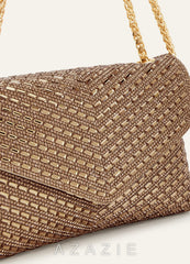 Rhinestone Sequin Embellished Envelope Shoulder Bag