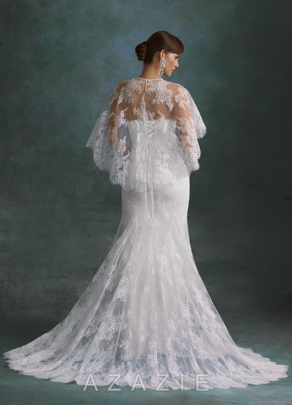 Azazie Dawna Diamond White Mermaid Strapless Lace Dress