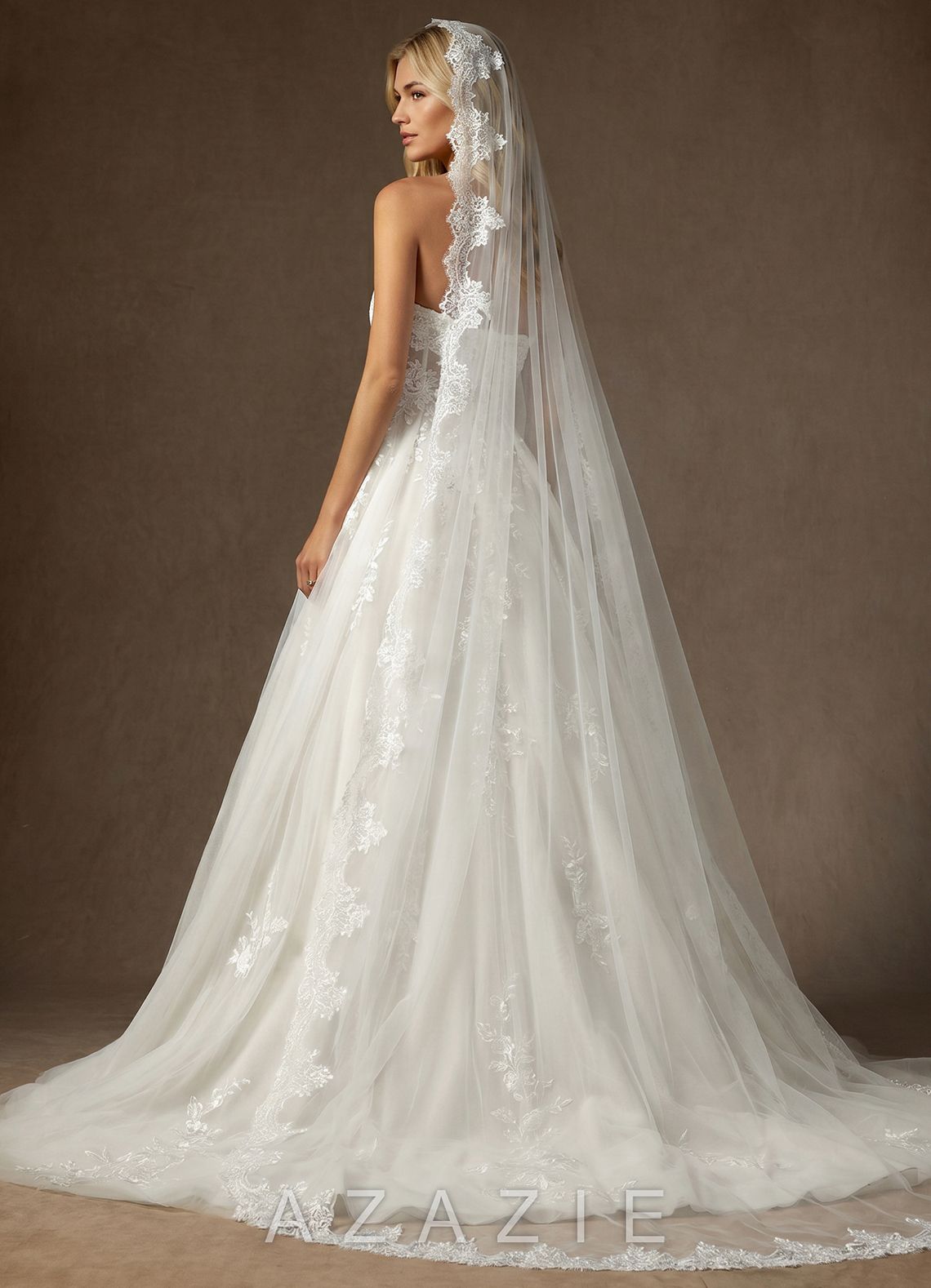 Lace Mantilla Rosalind Cathedral Veil  diamond_white