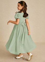 Azazie Joss Dusty Sage A-Line with Sleeves Chiffon Dress dusty_sage