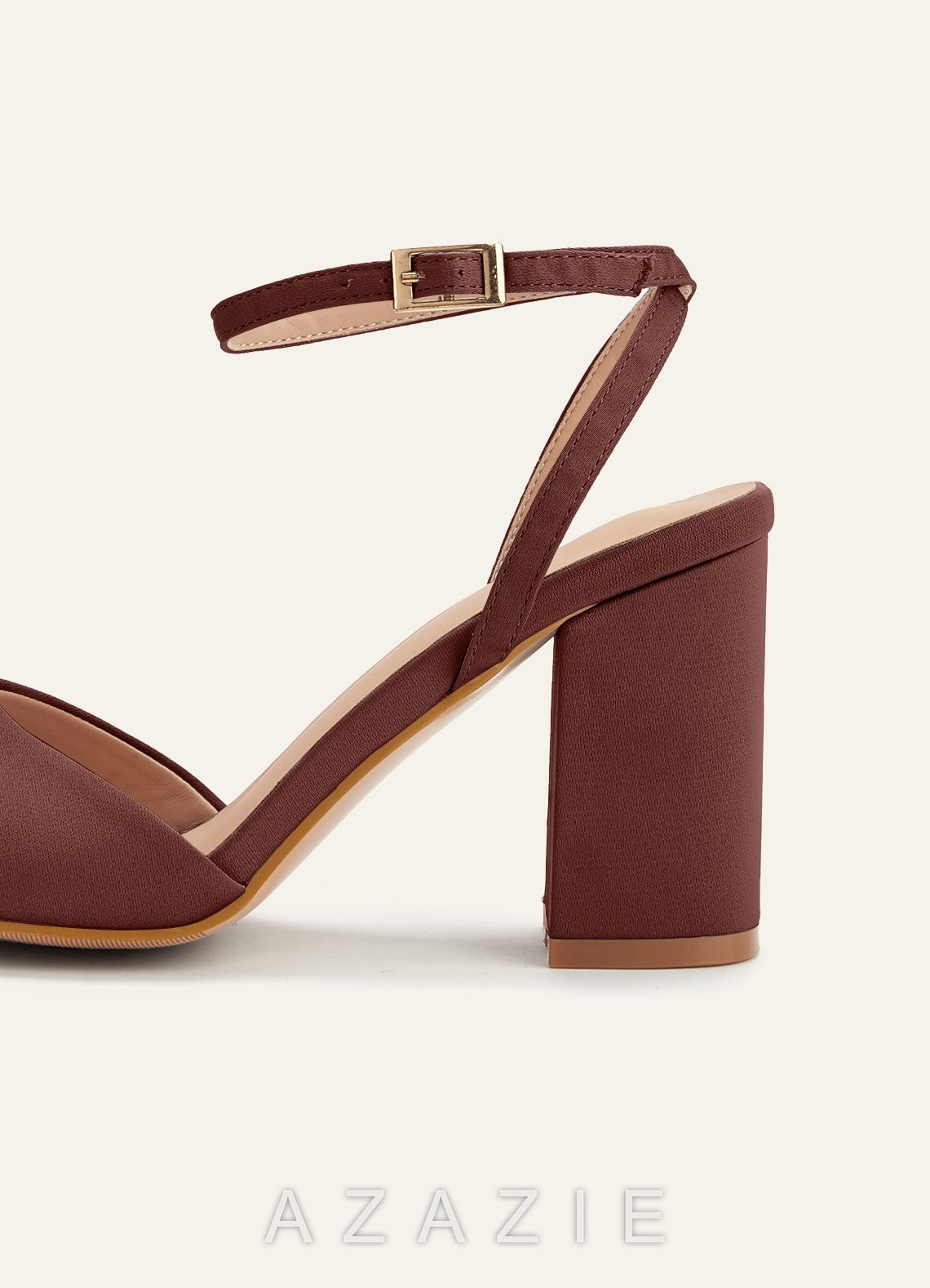 Matching Color Stretch satin Square Toe Block Heels