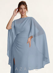 Azazie Matching Color Asymmetric Chiffon Shawl  dusty_blue