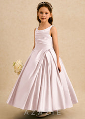 Azazie Audrey Blushing Pink A-Line Pleated Matte Satin Dress blushing_pink