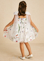 Azazie Prunella Ivory A-Line Lace Tulle Dress ivory