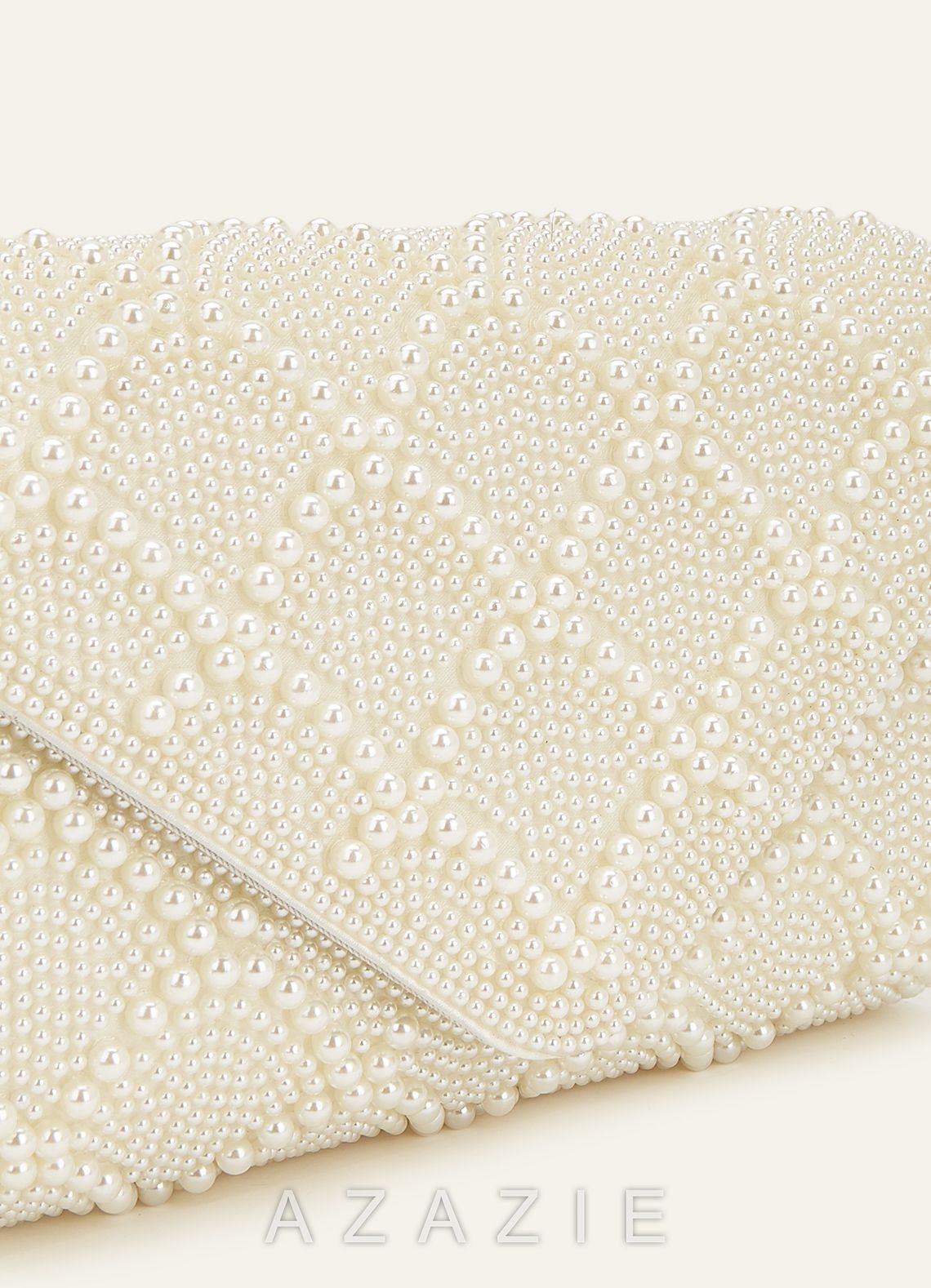 Scalloped Pearl Embellished Envelope Clutch