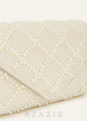 Scalloped Pearl Embellished Envelope Clutch