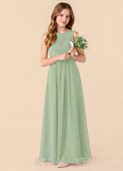 Azazie Skyla Junior Dusty Sage A-Line Pleated Chiffon Dress dusty_sage