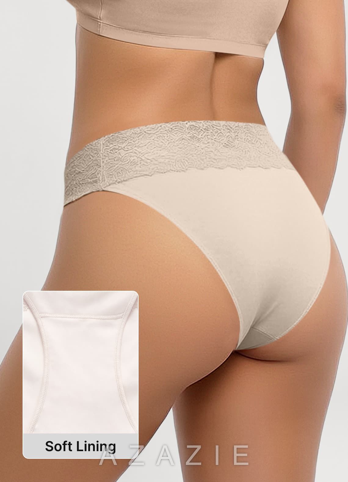 Low Rise Lace Sexy Briefs （3pics）  apricot_cream