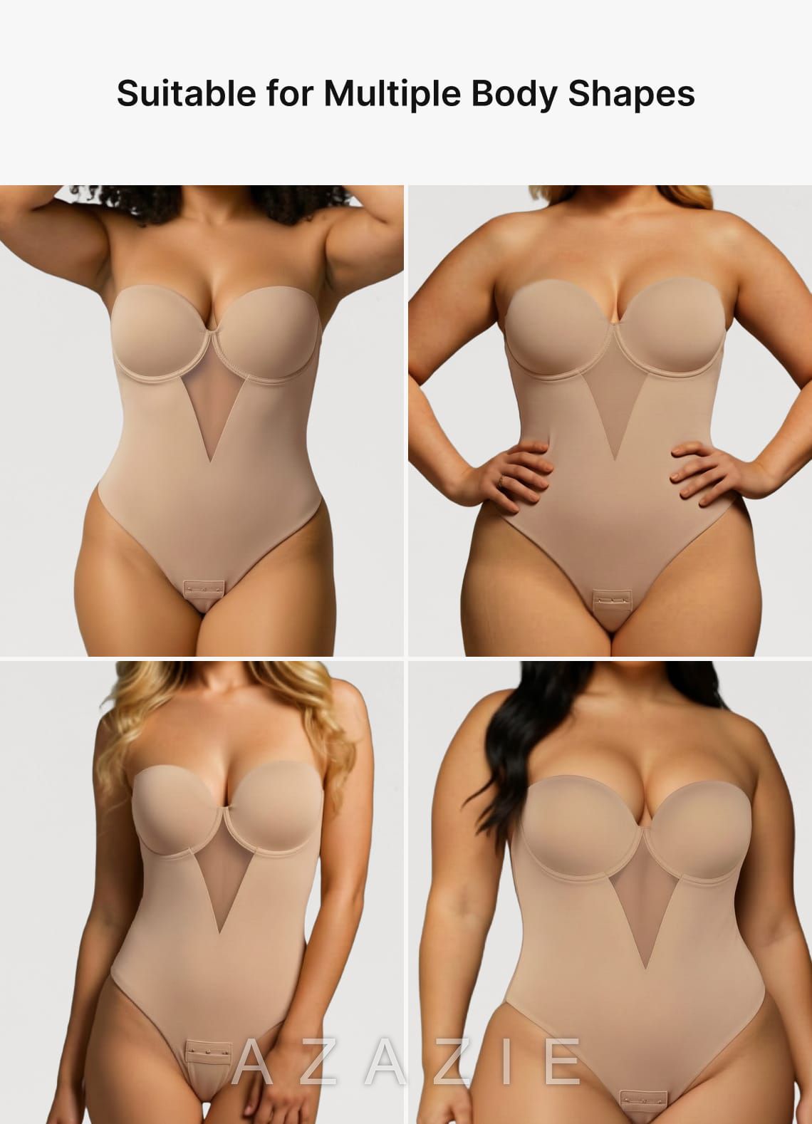 Strapless Cupped Seamless Thong Bodysuit