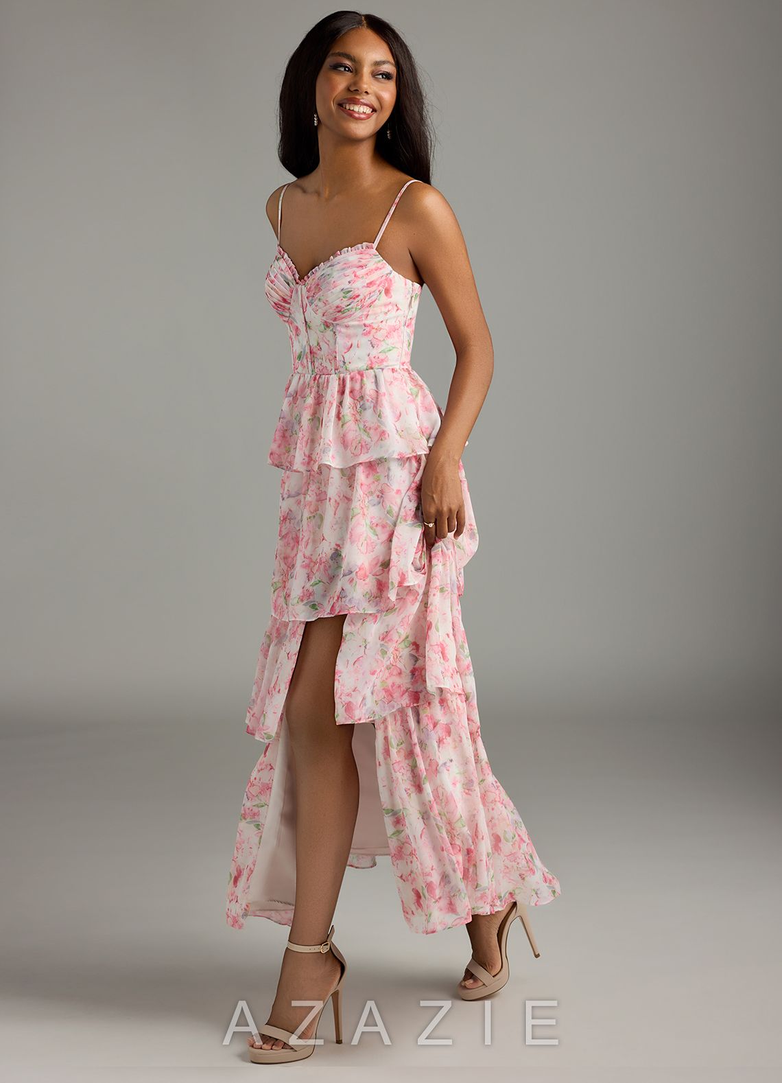 Azazie Kaiden Abstract Watercolor Floral A-Line Sweetheart Neckline Chiffon Dress abstract_watercolor_floral