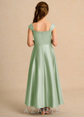 Azazie Bundle Girls Formal Dusty Sage A-Line Pleated Matte Satin Dress dusty_sage