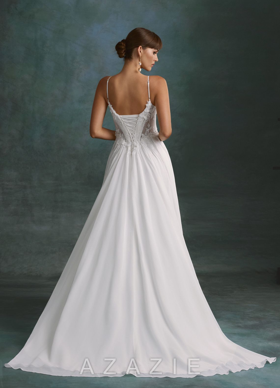 Azazie Laurelle Diamond White A-Line Chiffon Dress diamond_white