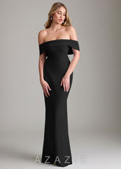 Azazie Lusinda Black Mermaid Off the Shoulder Chiffon Convertible Dress black