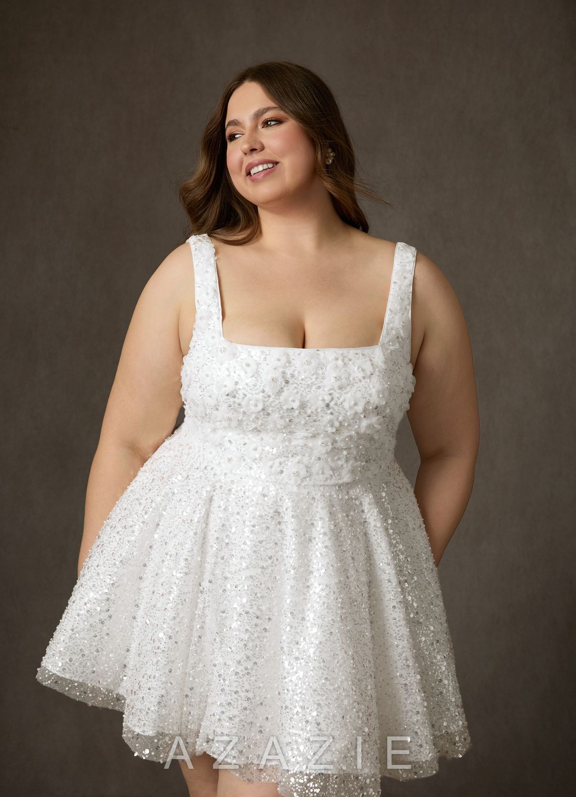 Azazie Kristi Diamond White A-Line with Pockets Beading Dress diamond_white