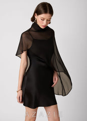 Crystle {color} 100% Washable Silk Mini Dress  black