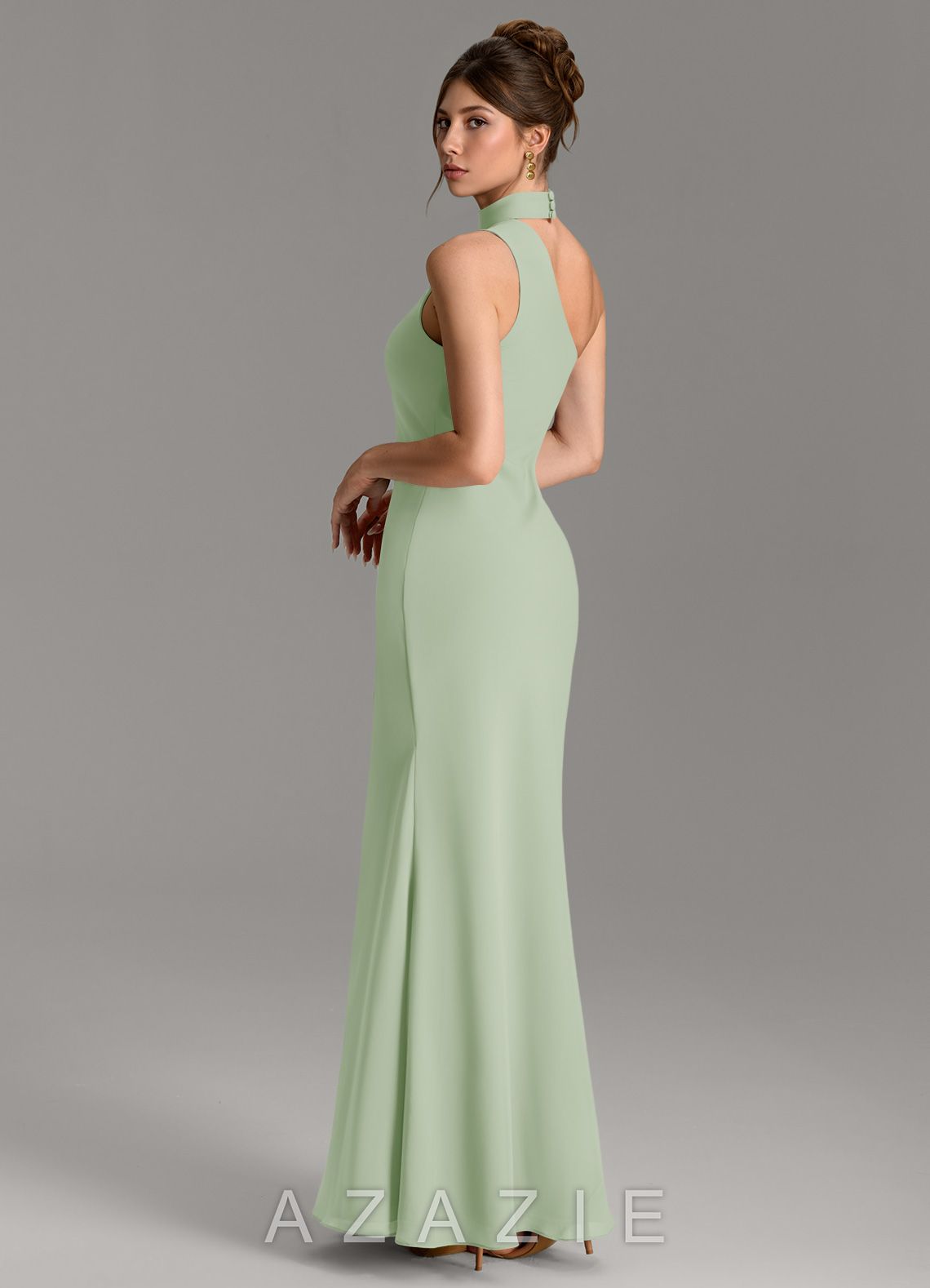 Azazie Seona Dusty Sage Mermaid One Shoulder Chiffon Dress dusty_sage