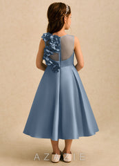 Azazie Kay Dusty Blue A-Line Pleated Matte Satin Dress dusty_blue