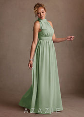 Azazie Antoinette Dusty Sage A-Line Pleated Chiffon Dress dusty_sage