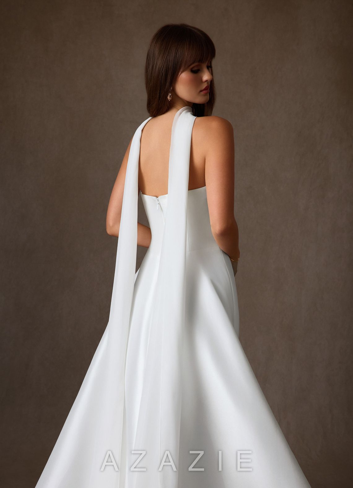 Azazie Adinah Diamond White A-Line Strapless Mikado Dress diamond_white