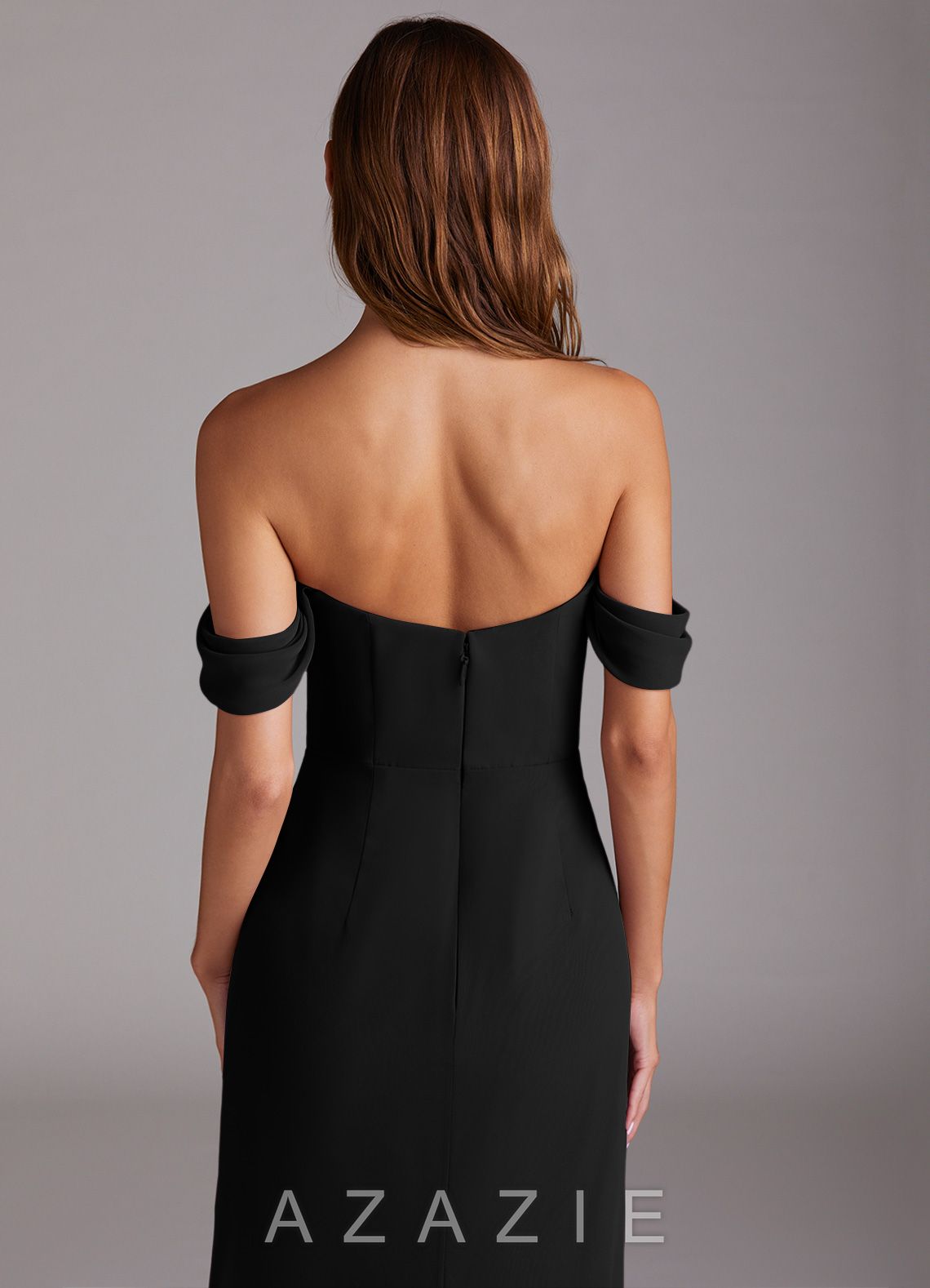 Azazie Saige Black A-Line Off the Shoulder Chiffon Convertible Dress black
