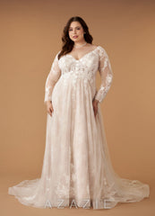 Azazie Leila Wedding Dress Diamond White Nude A-Line V-Neck Sequins Tulle Dress diamond_white/nude