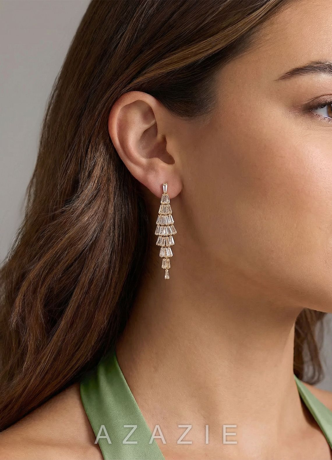 Zirconia Tassel Drop Earrings  gold