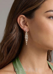 Zirconia Tassel Drop Earrings  gold