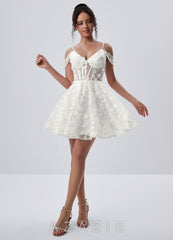 Kaelaniora White Sequin Embroidery 3D Flowers Tulle Corset Mini Dress