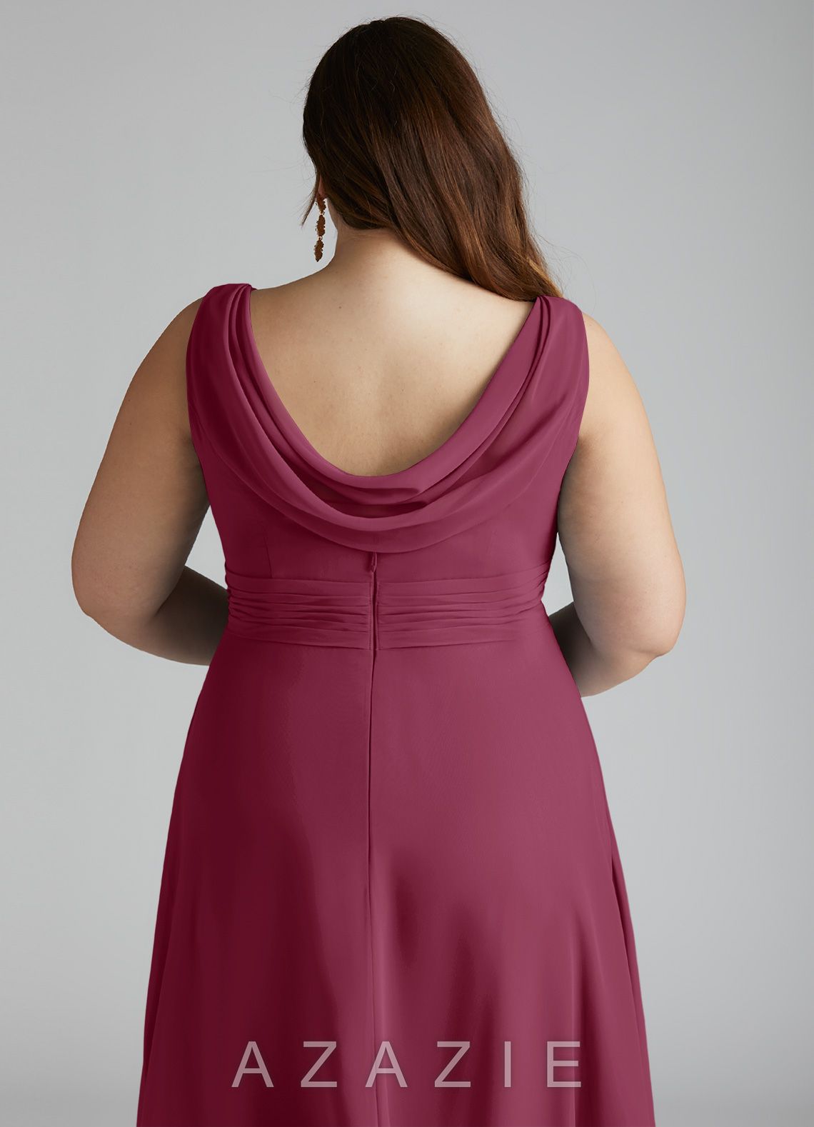 Azazie Karina Mulberry A-Line Pleated Chiffon Dress mulberry