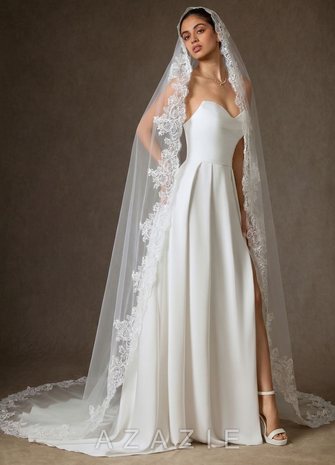 Lace Mantilla Isabella Cathedral Veil  diamond_white