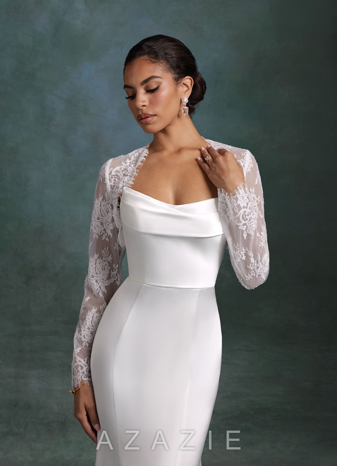 Azazie Tessa Diamond White Mermaid Strapless Stretch Satin Dress diamond_white