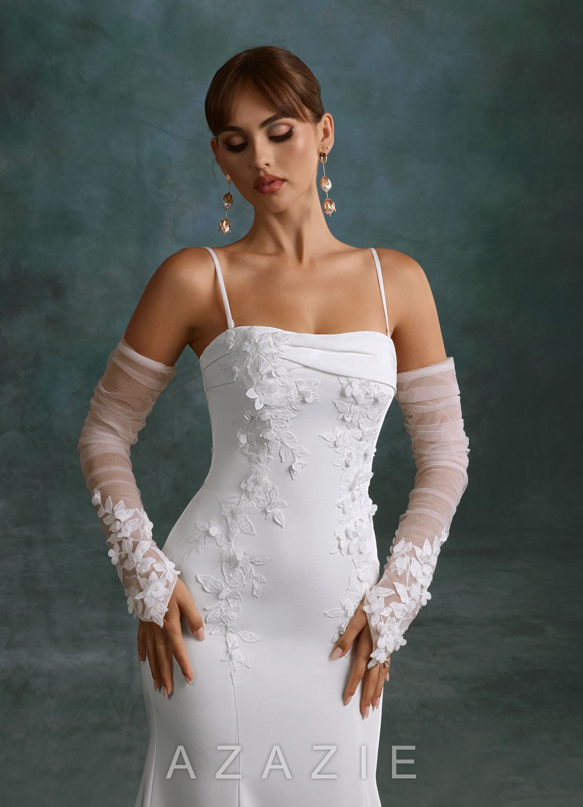Azazie Katniss Diamond White Mermaid Strapless Crepe Back Satin Dress diamond_white