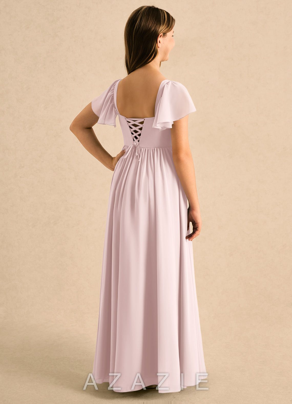 Azazie Patsy Girls Formal Blushing Pink A-Line Sweetheart Neckline Chiffon Dress blushing_pink