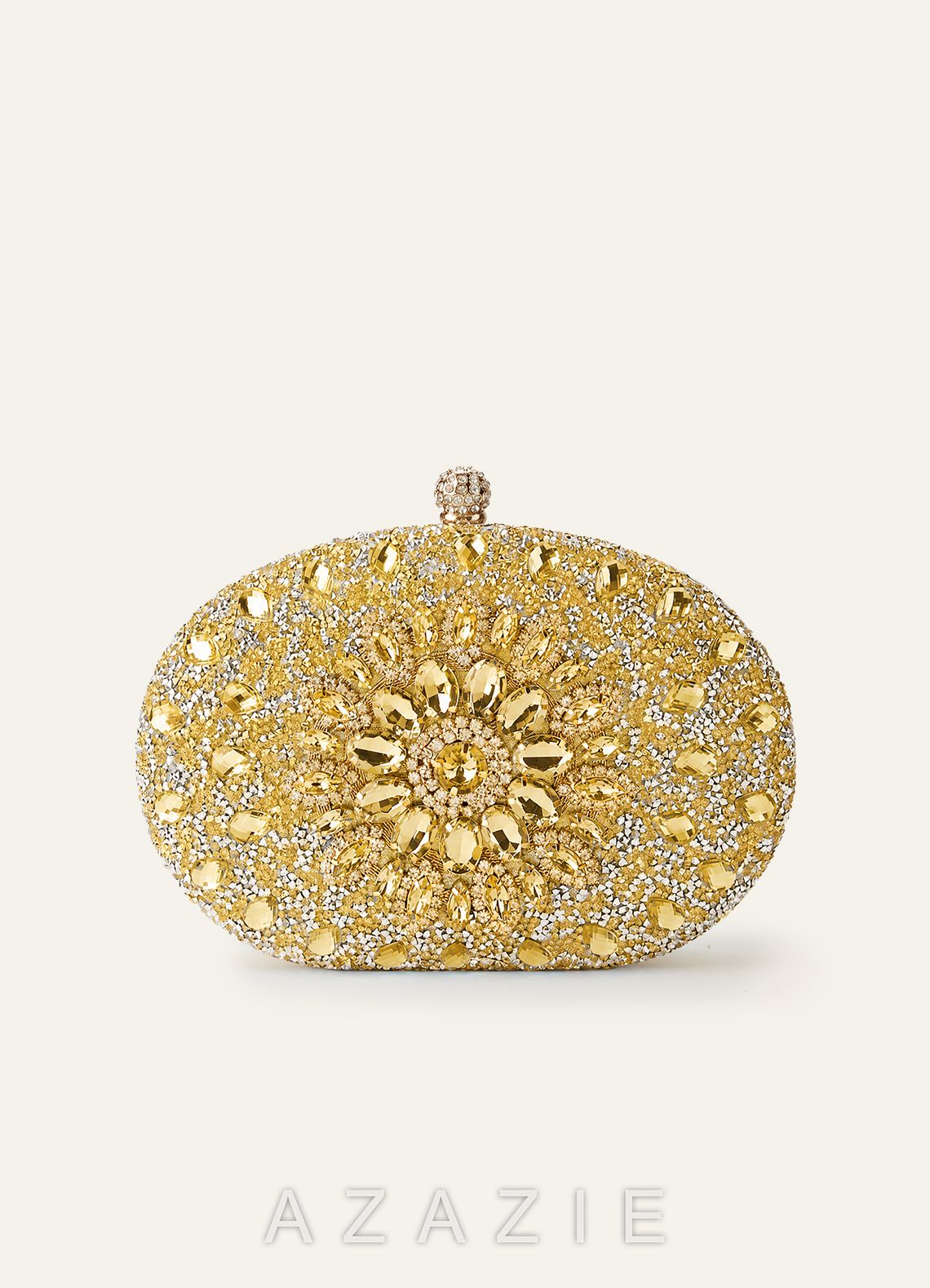 Crystal Sunburst Clutch Bag with Detachable Chain Strap