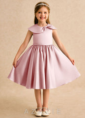 Azazie Acorn Powder Pink A-Line Pleated Matte Satin Dress